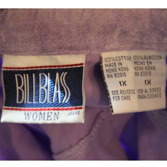 Vintage 90s Bill Blass Purple Crushed Velvet Oversize Button Down Shirt Size 1X - Picture 7 of 15